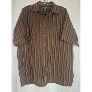 Kuhl‎ Striped Button Up Short Sleeve Casual Shirt Brown Mens XL
